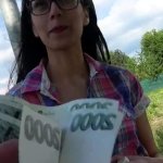 Public Agent Cash convinces slim beauty to bounce her pussy on agents cock