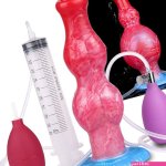 : 7.87Realistic Squirting Inflatable Dog Knot Dildo 2 Big Knotted Expanding Butt Plug Strong Ejaculating Toy Silicone Soft Fantasy Dildo g-Spot Cumming Animal Penis Plug Adult Sex Toys Games S :